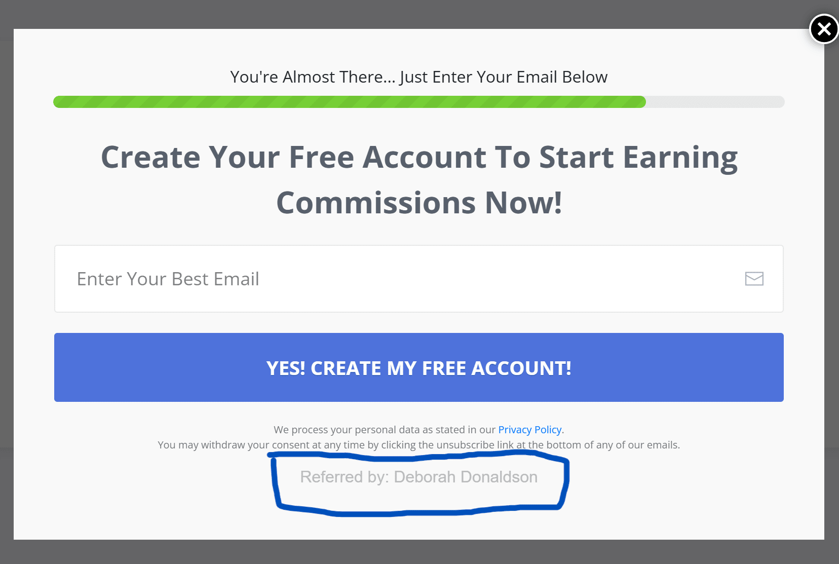 create your free account